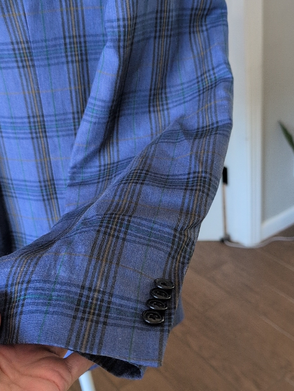 Ben Sherman Blue Plaid Sport Coat Blazer 44 R - Picture 3 of 8